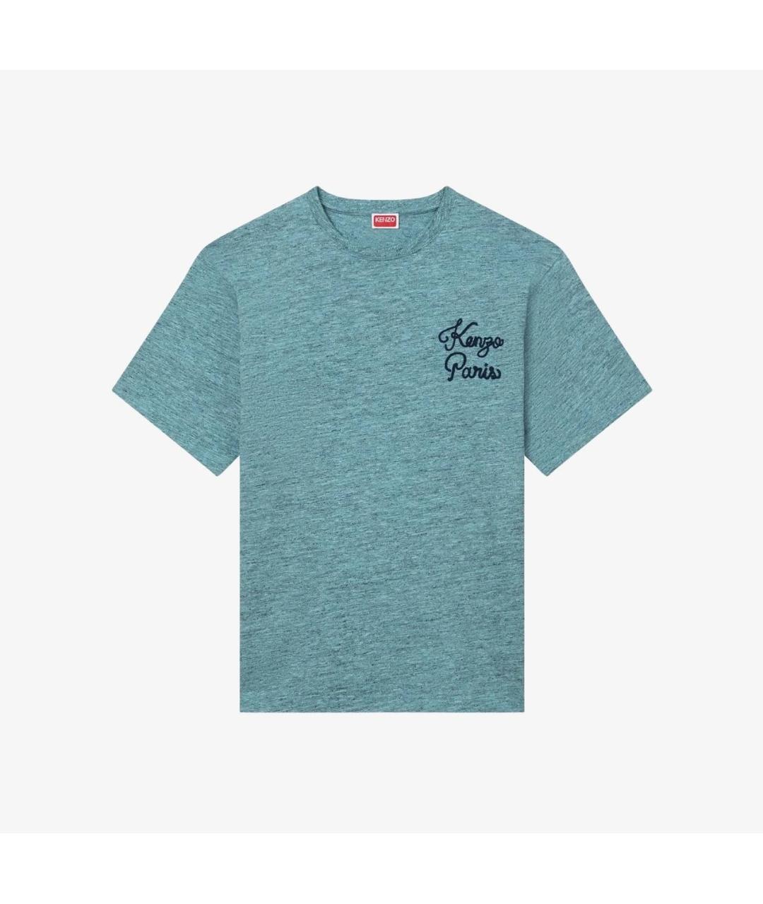 KENZO Бирюзовая хлопковая футболка, фото 4