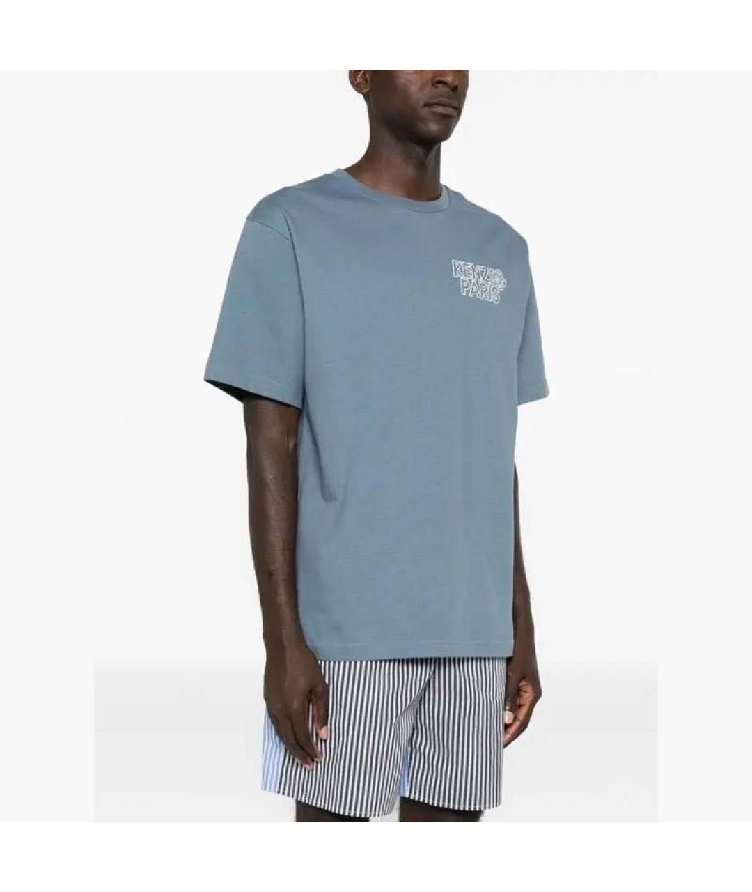 KENZO Голубая хлопковая футболка, фото 3