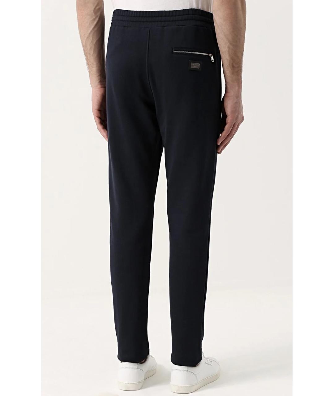 DOLCE&GABBANA Темно-синие хлопковые повседневные брюки, фото 6