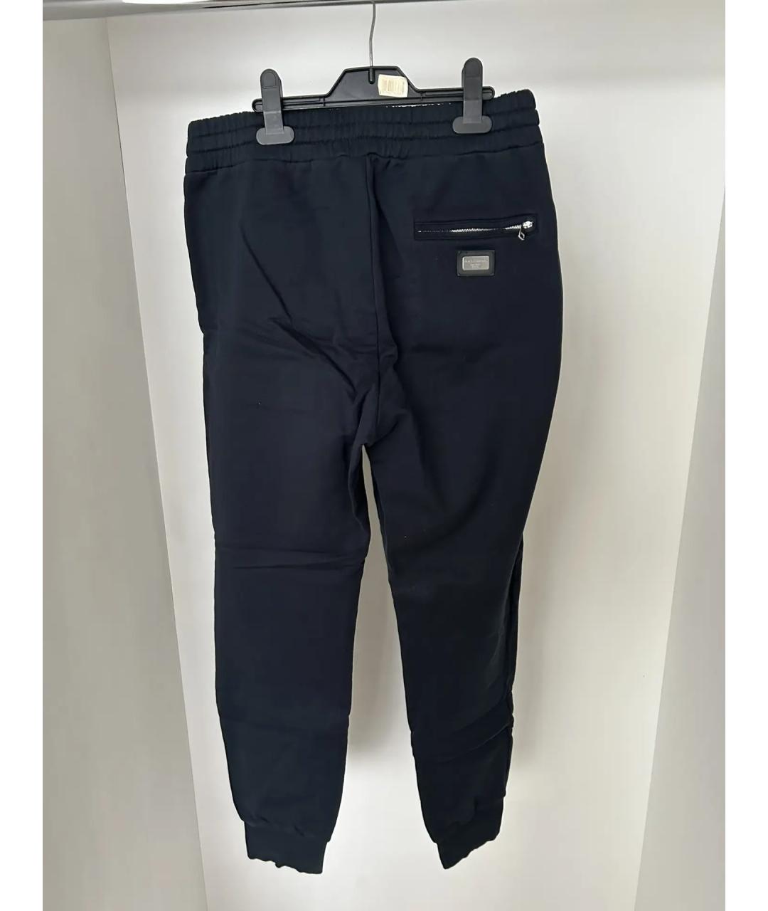 DOLCE&GABBANA Темно-синие хлопковые повседневные брюки, фото 2