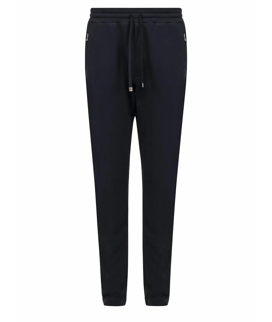 DOLCE&GABBANA Темно-синие хлопковые повседневные брюки, фото 1