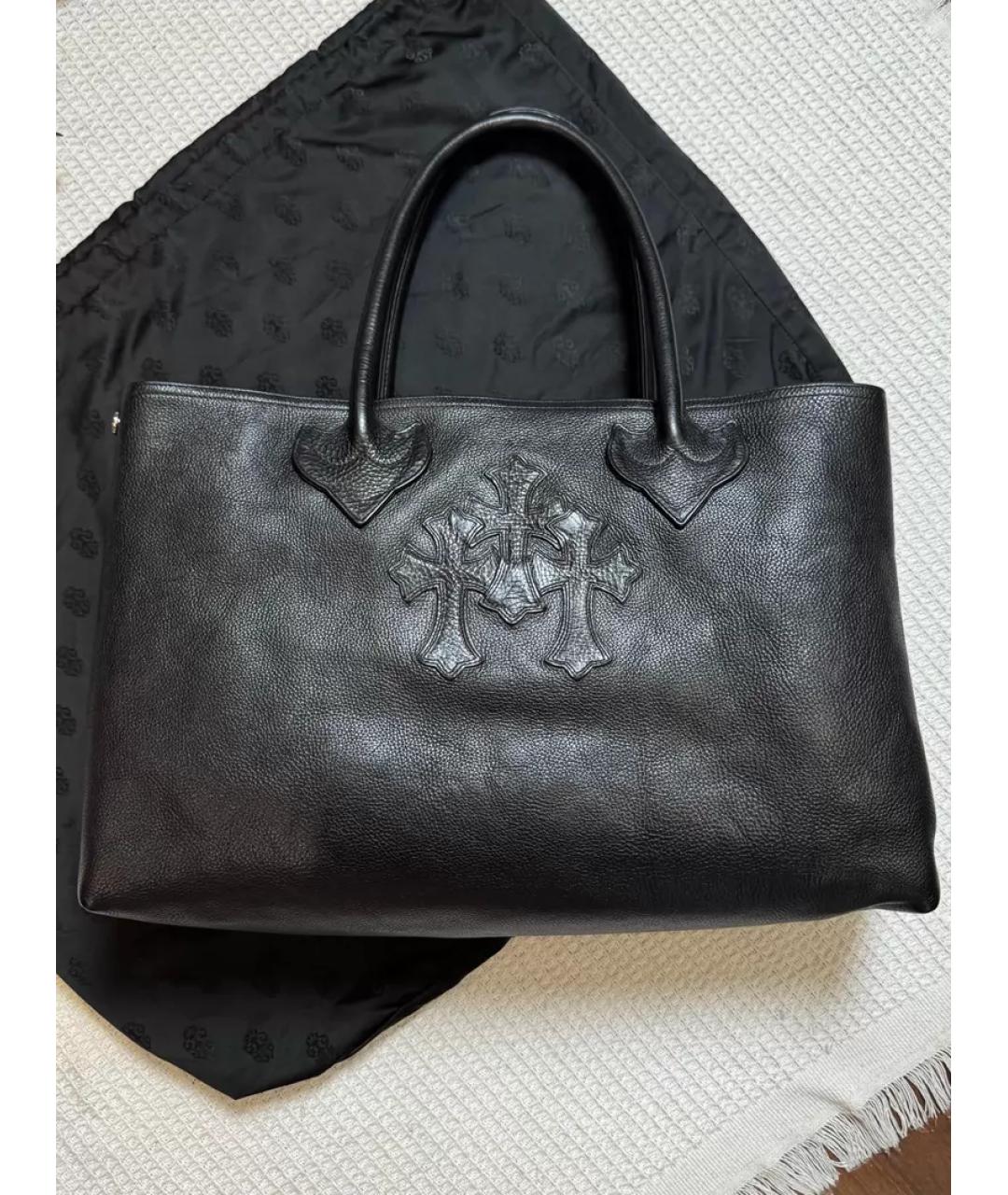 CHROME HEARTS Черная кожаная сумка тоут, фото 7