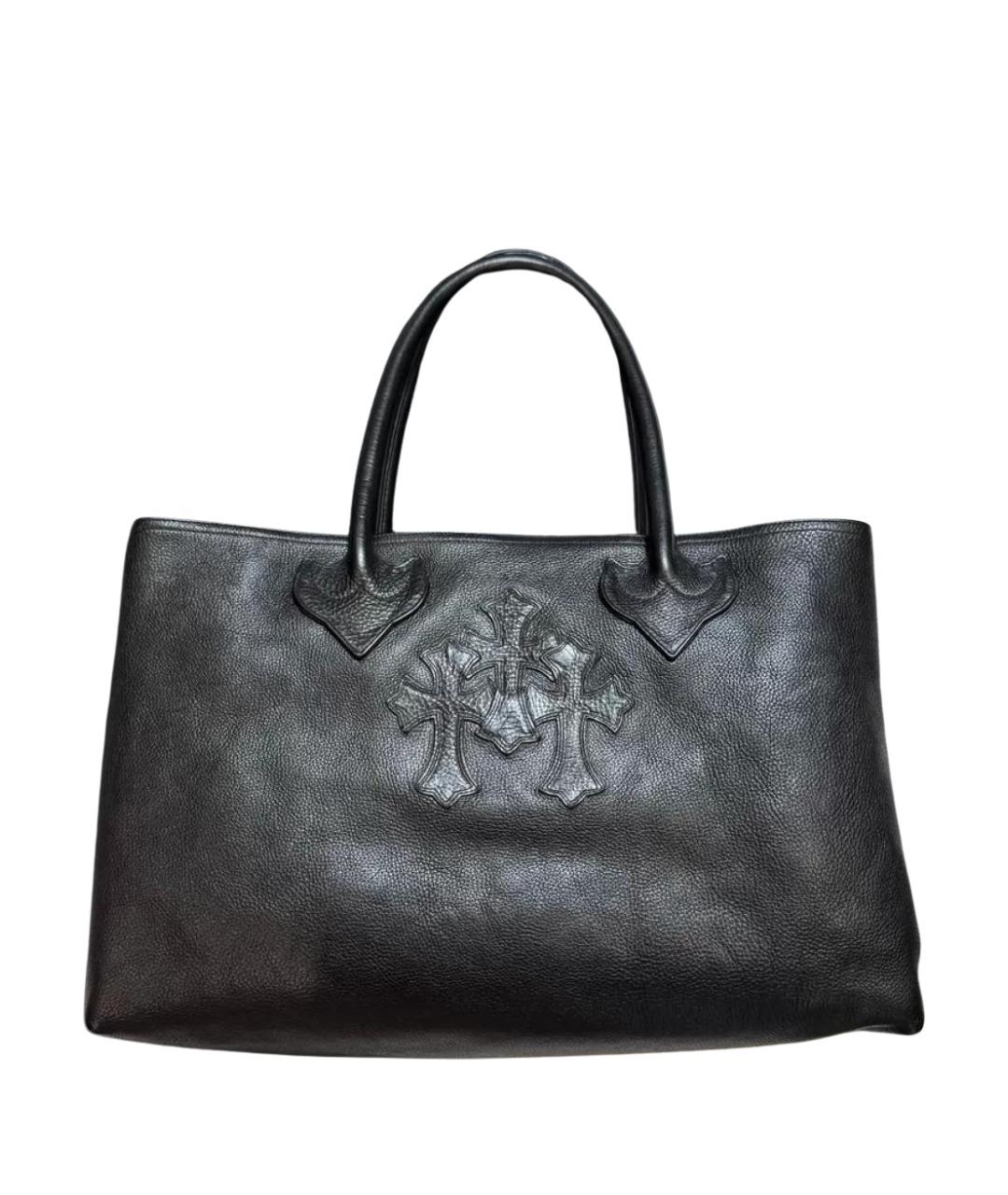 CHROME HEARTS Черная кожаная сумка тоут, фото 1