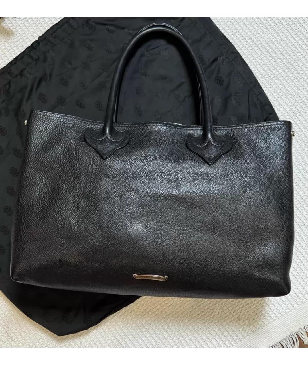 CHROME HEARTS Черная кожаная сумка тоут, фото 3