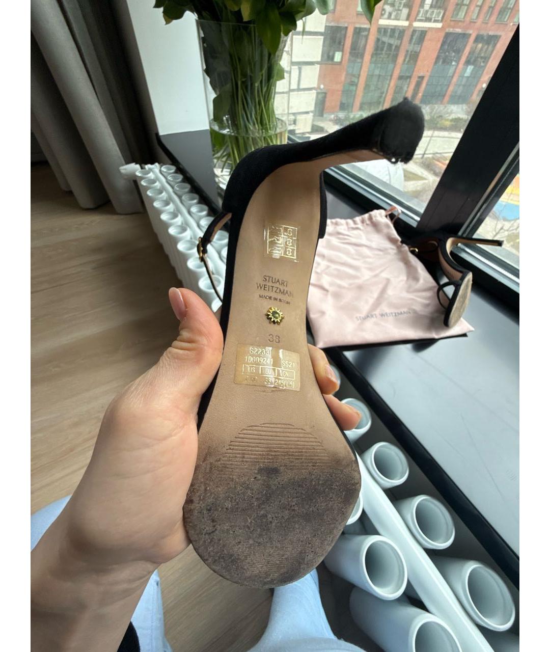 STUART WEITZMAN Черные замшевые босоножки, фото 8