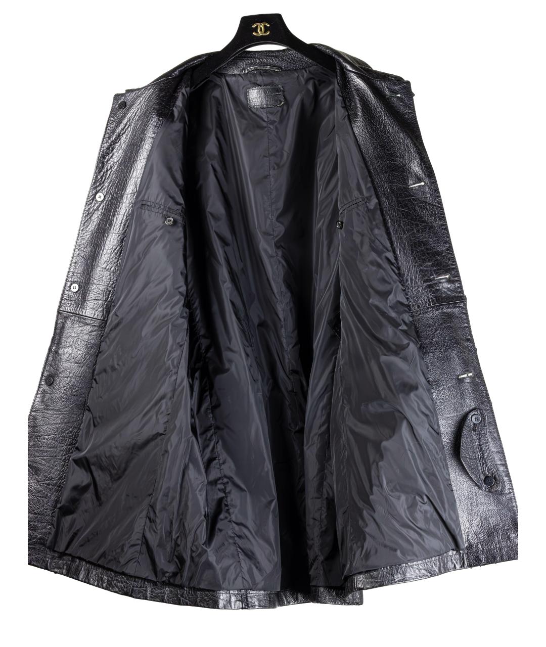 PRADA Черный кожаный тренч / плащ, фото 3