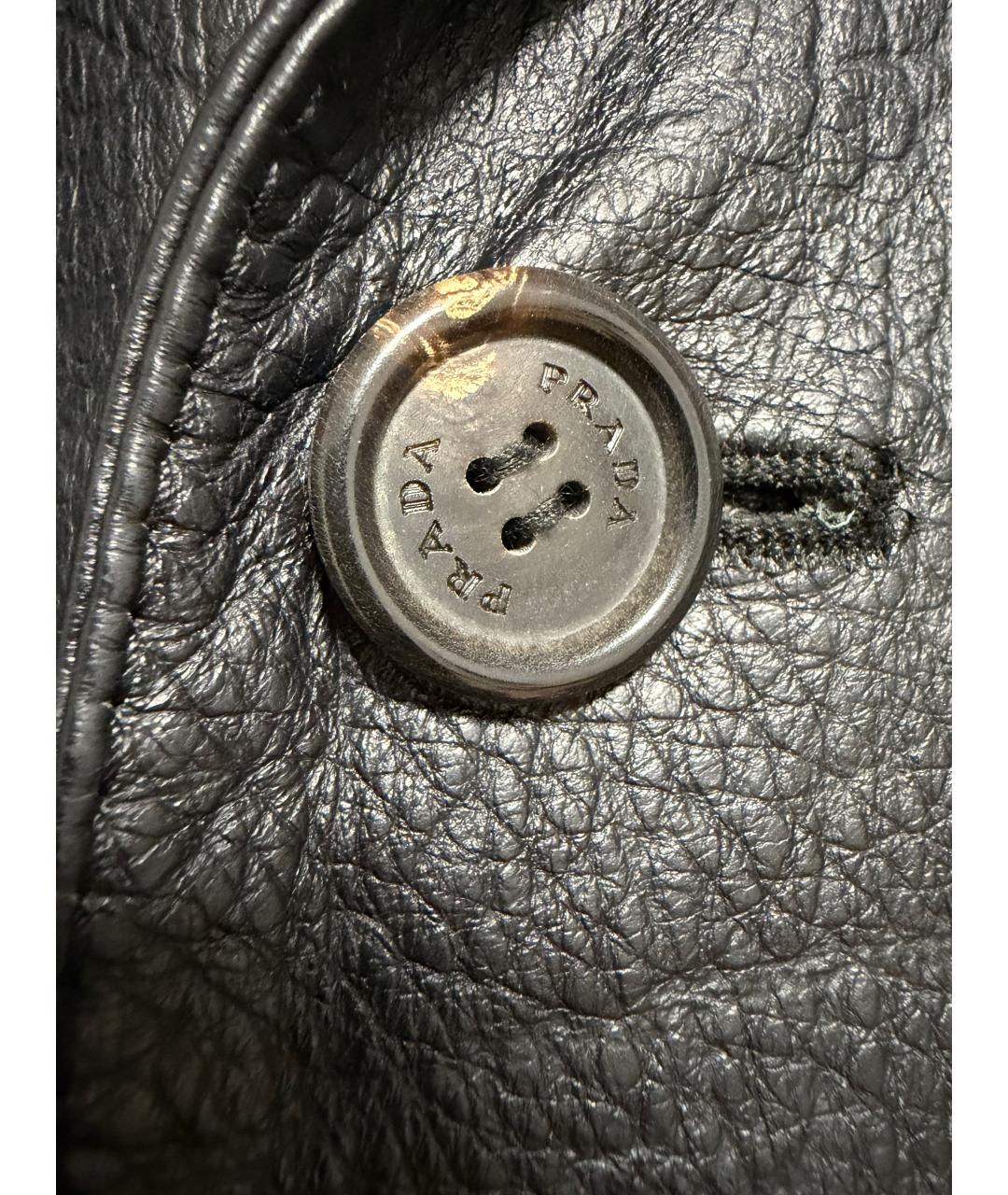 PRADA Черный кожаный тренч / плащ, фото 4