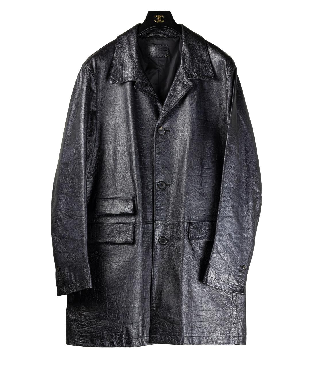 PRADA Черный кожаный тренч / плащ, фото 7