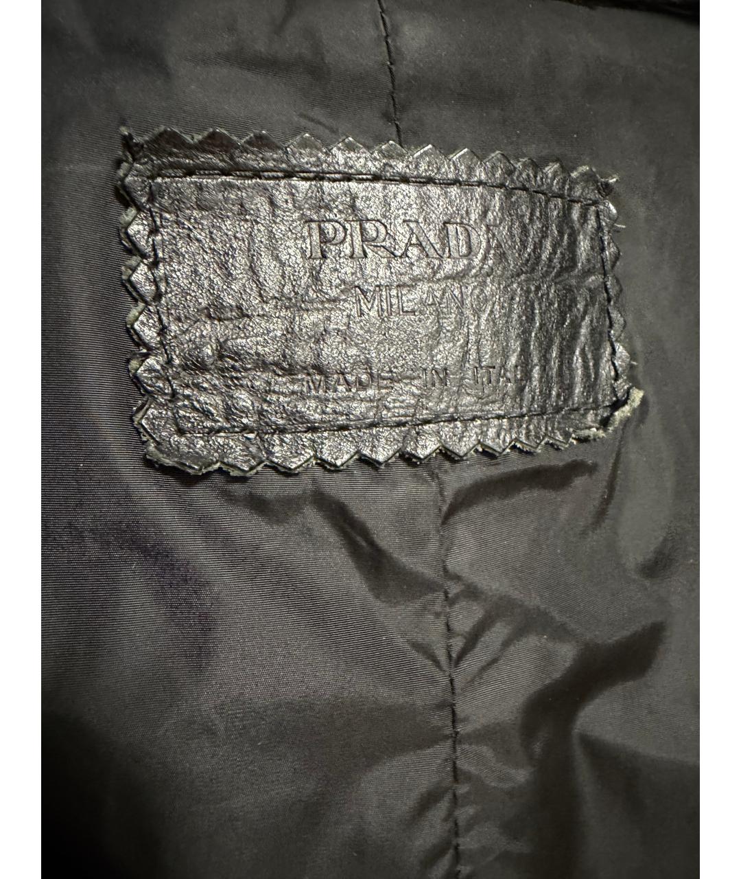 PRADA Черный кожаный тренч / плащ, фото 5