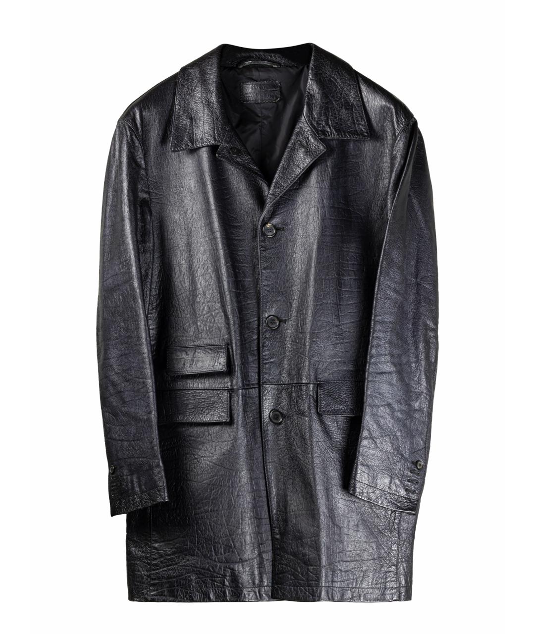 PRADA Черный кожаный тренч / плащ, фото 1