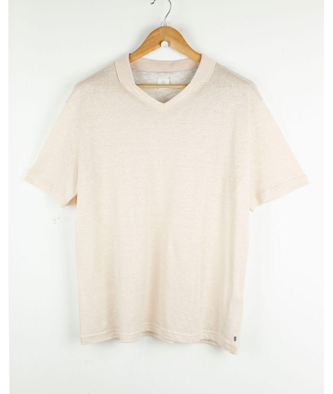 ELEVENTY Розовое хлопко-леновое поло с коротким рукавом, фото 5