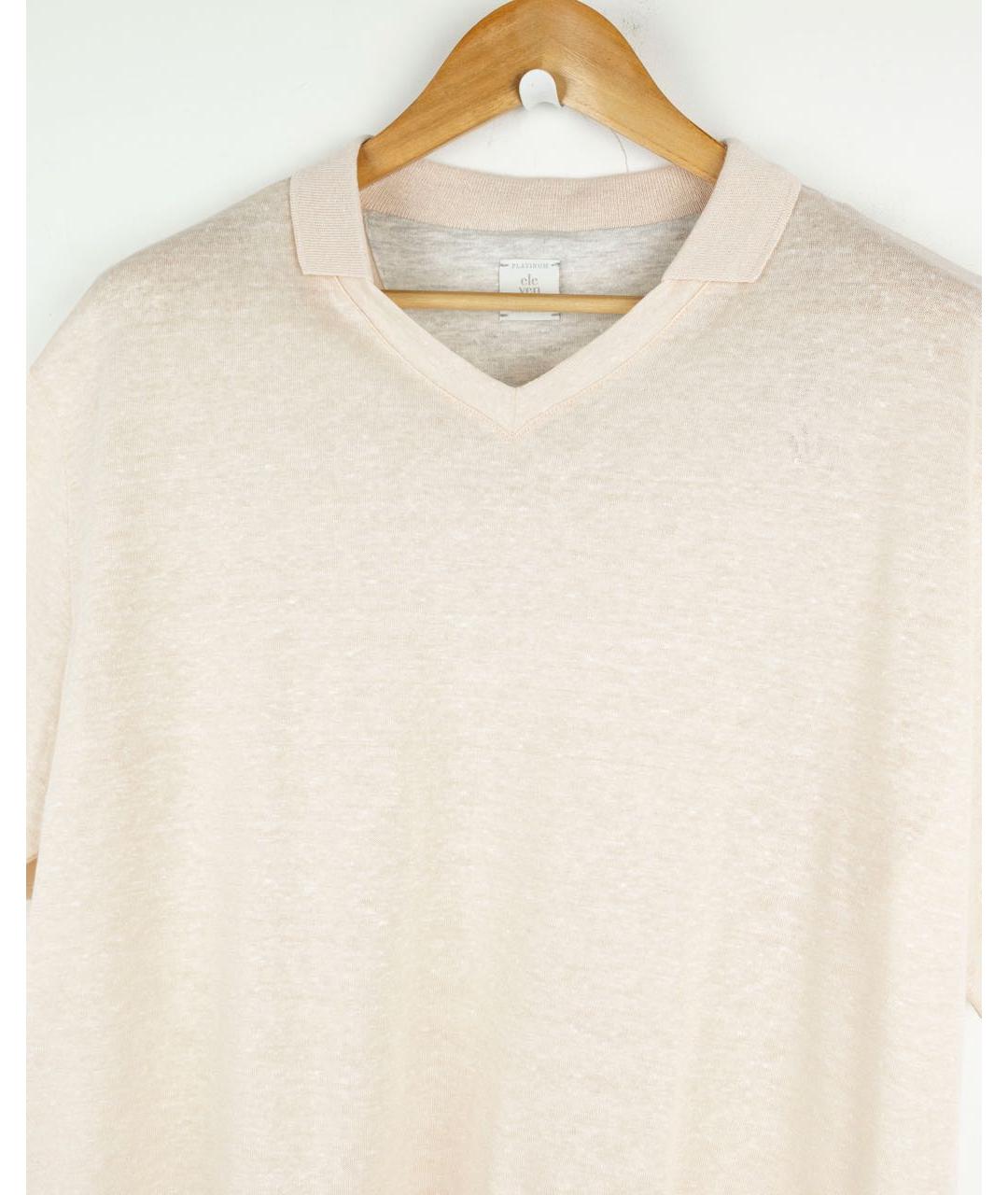 ELEVENTY Розовое хлопко-леновое поло с коротким рукавом, фото 4