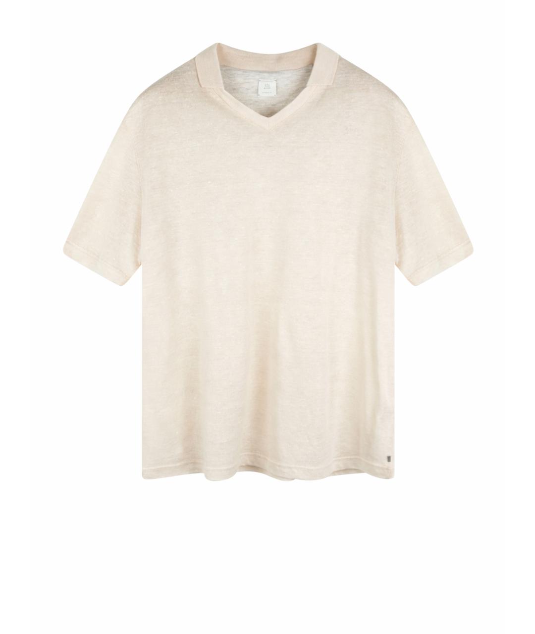 ELEVENTY Розовое хлопко-леновое поло с коротким рукавом, фото 1