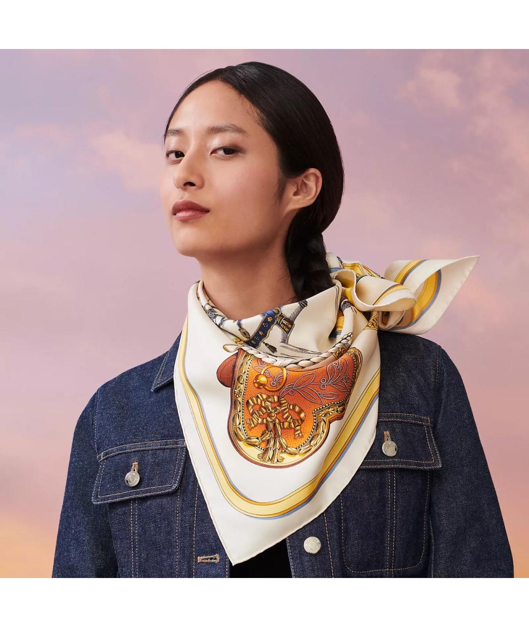 HERMES Мульти шелковый платок, фото 2