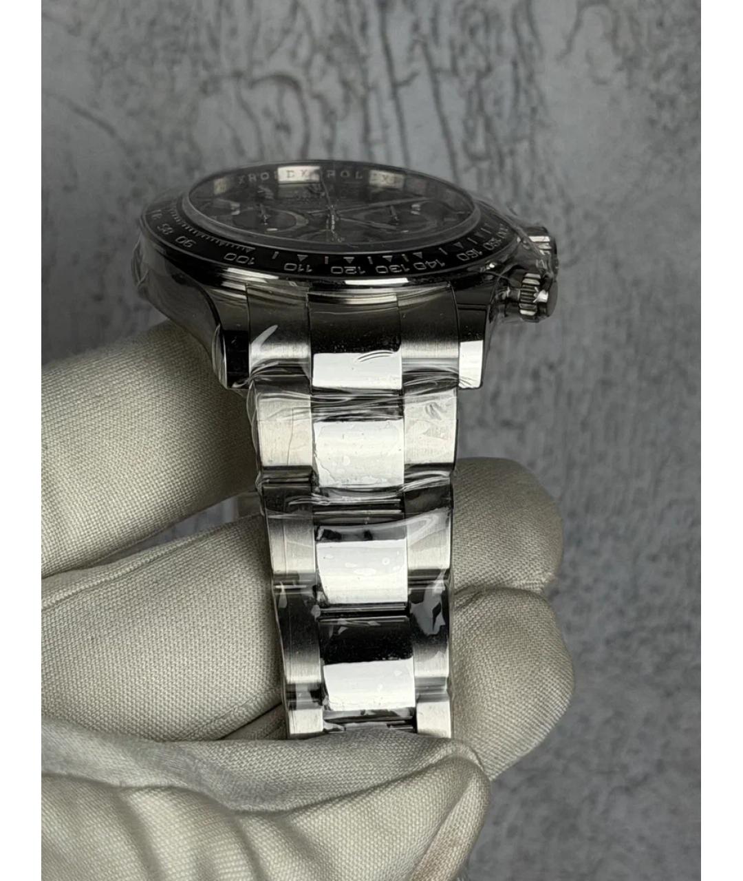 ROLEX Черные металлические часы, фото 5