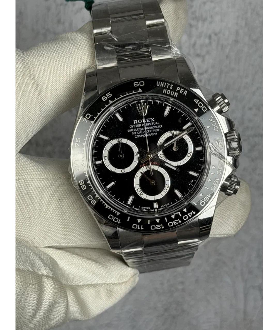 ROLEX Черные металлические часы, фото 2