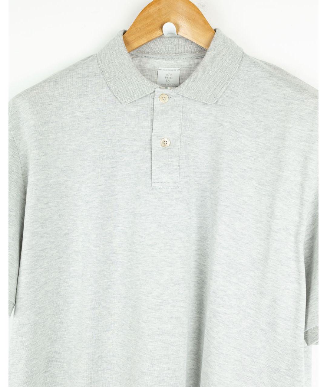 ELEVENTY Серое хлопковое поло с коротким рукавом, фото 4
