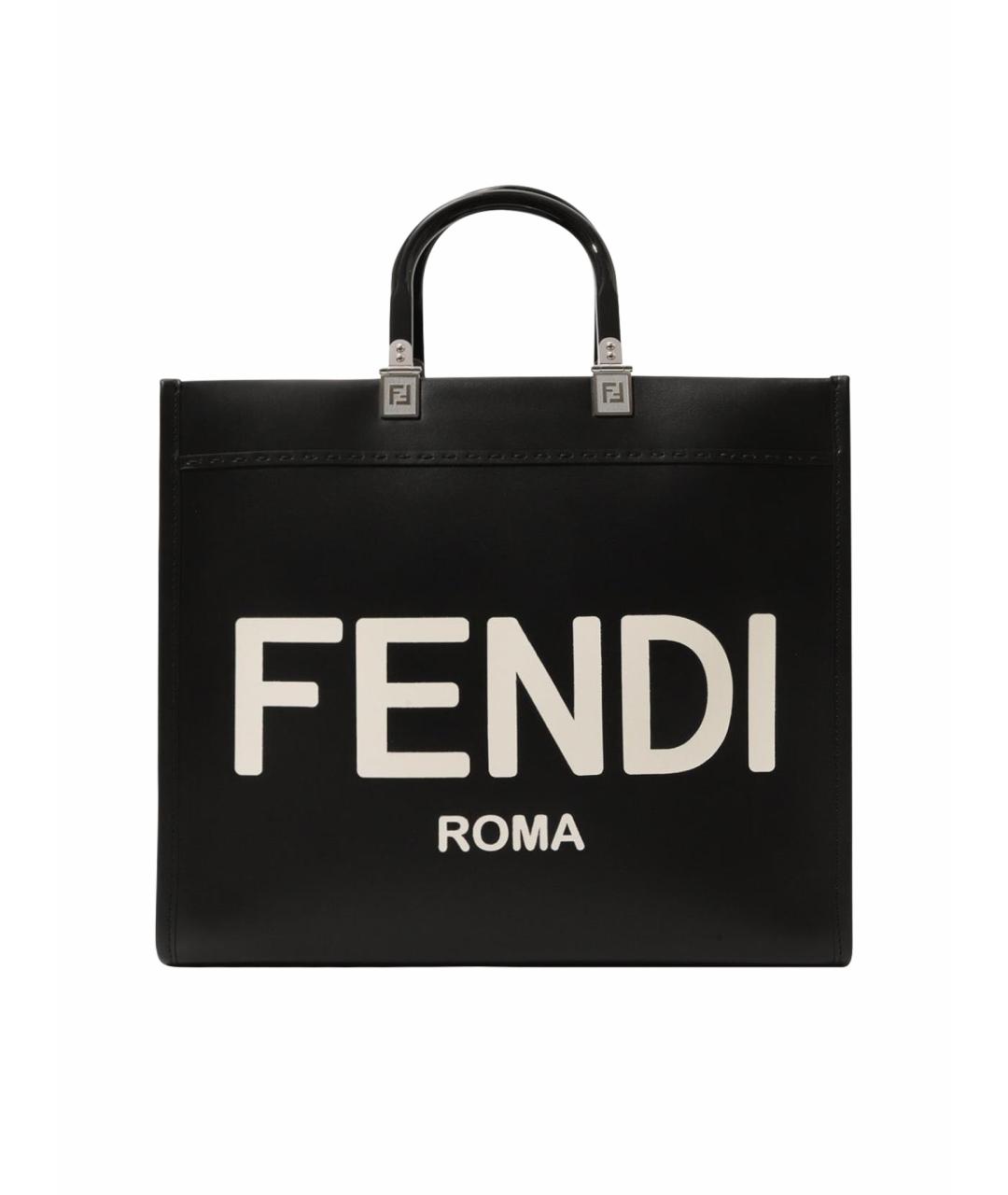 FENDI Черная кожаная сумка тоут, фото 1