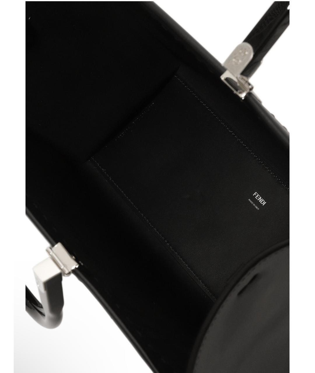 FENDI Черная кожаная сумка тоут, фото 6