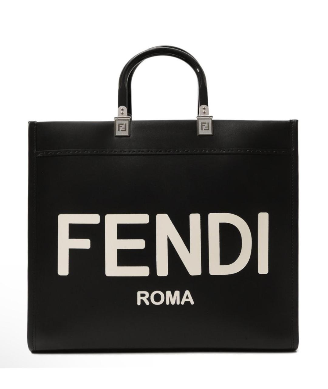 FENDI Черная кожаная сумка тоут, фото 9