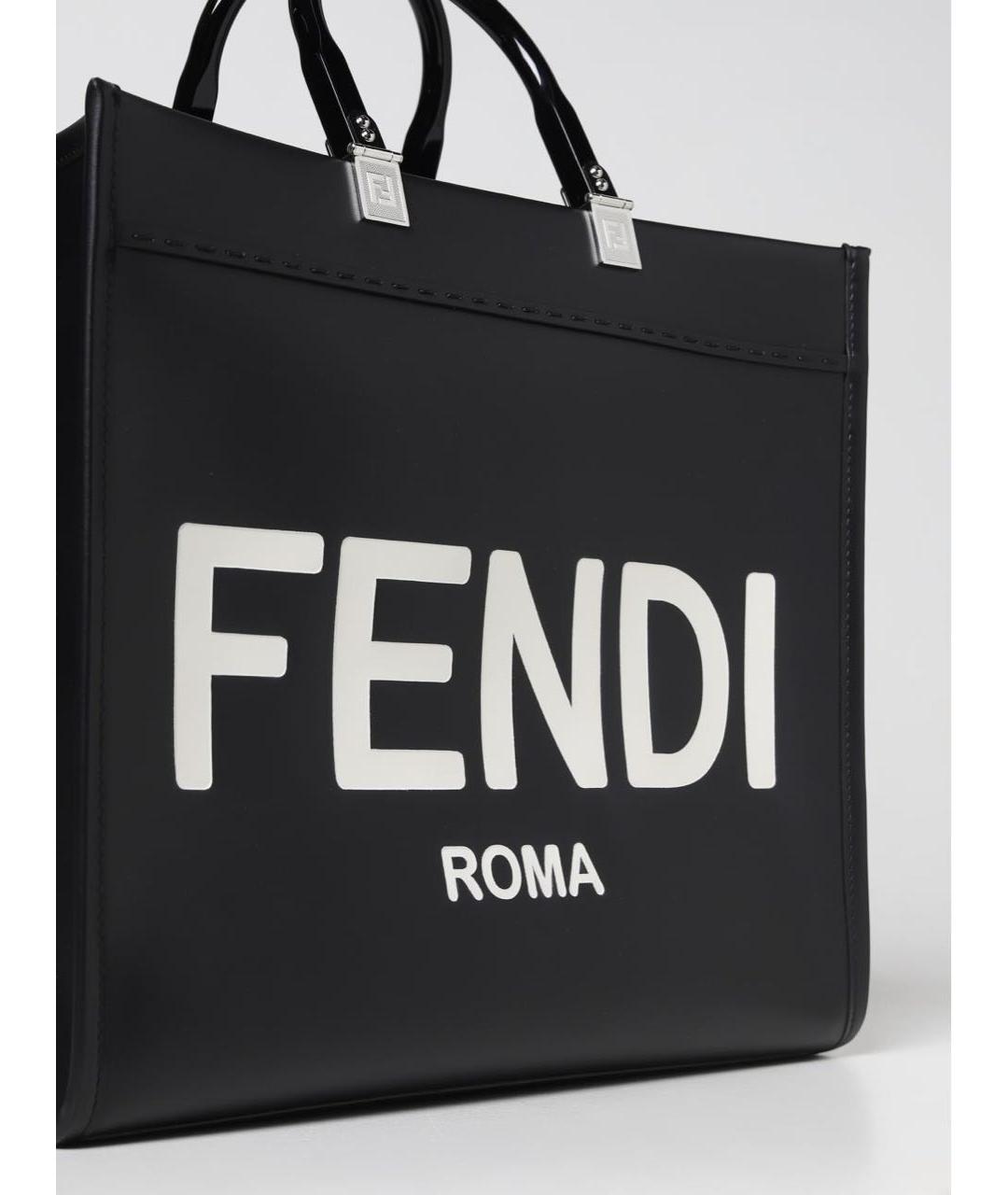 FENDI Черная кожаная сумка тоут, фото 8
