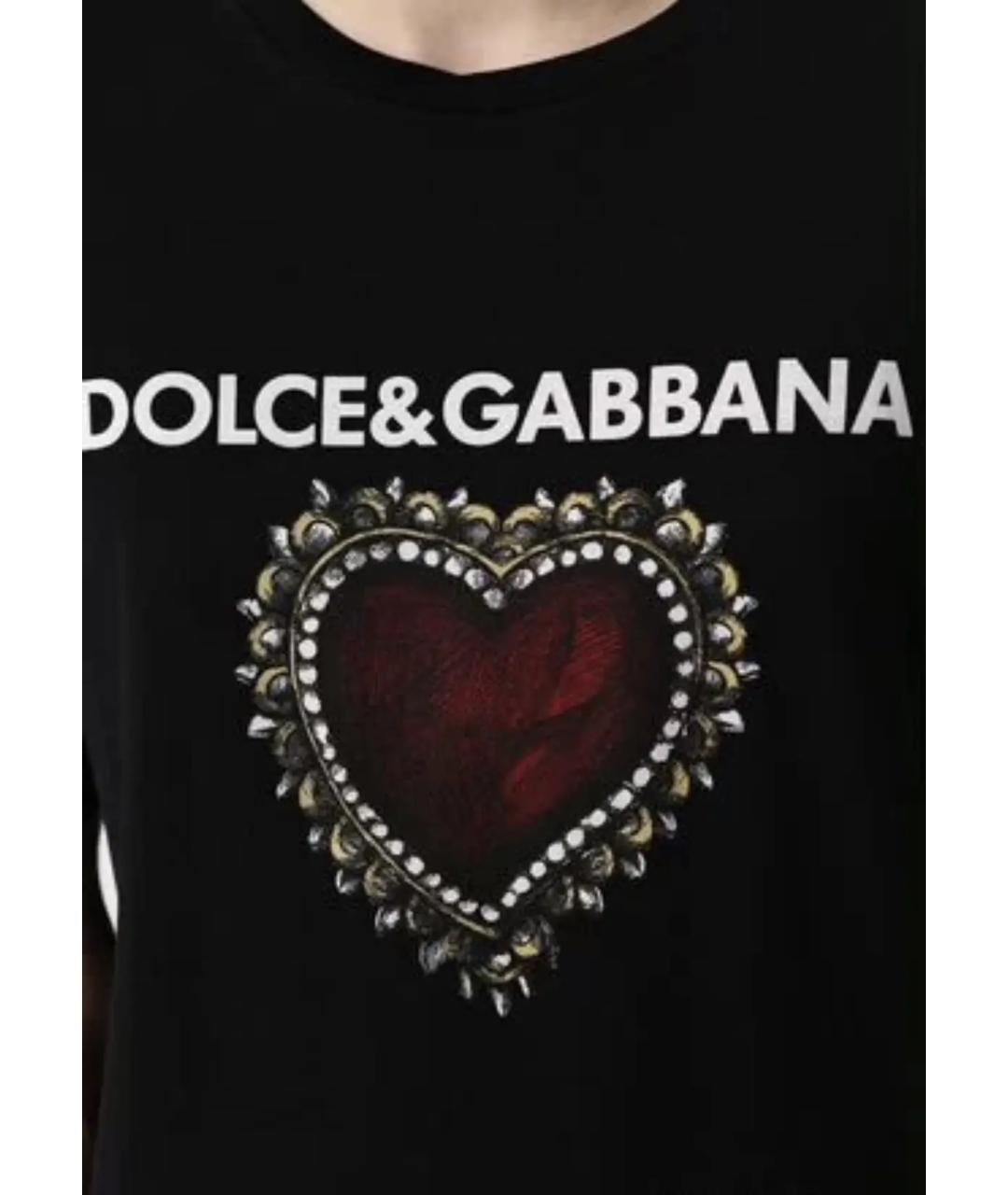 DOLCE&GABBANA Черная хлопковая футболка, фото 4