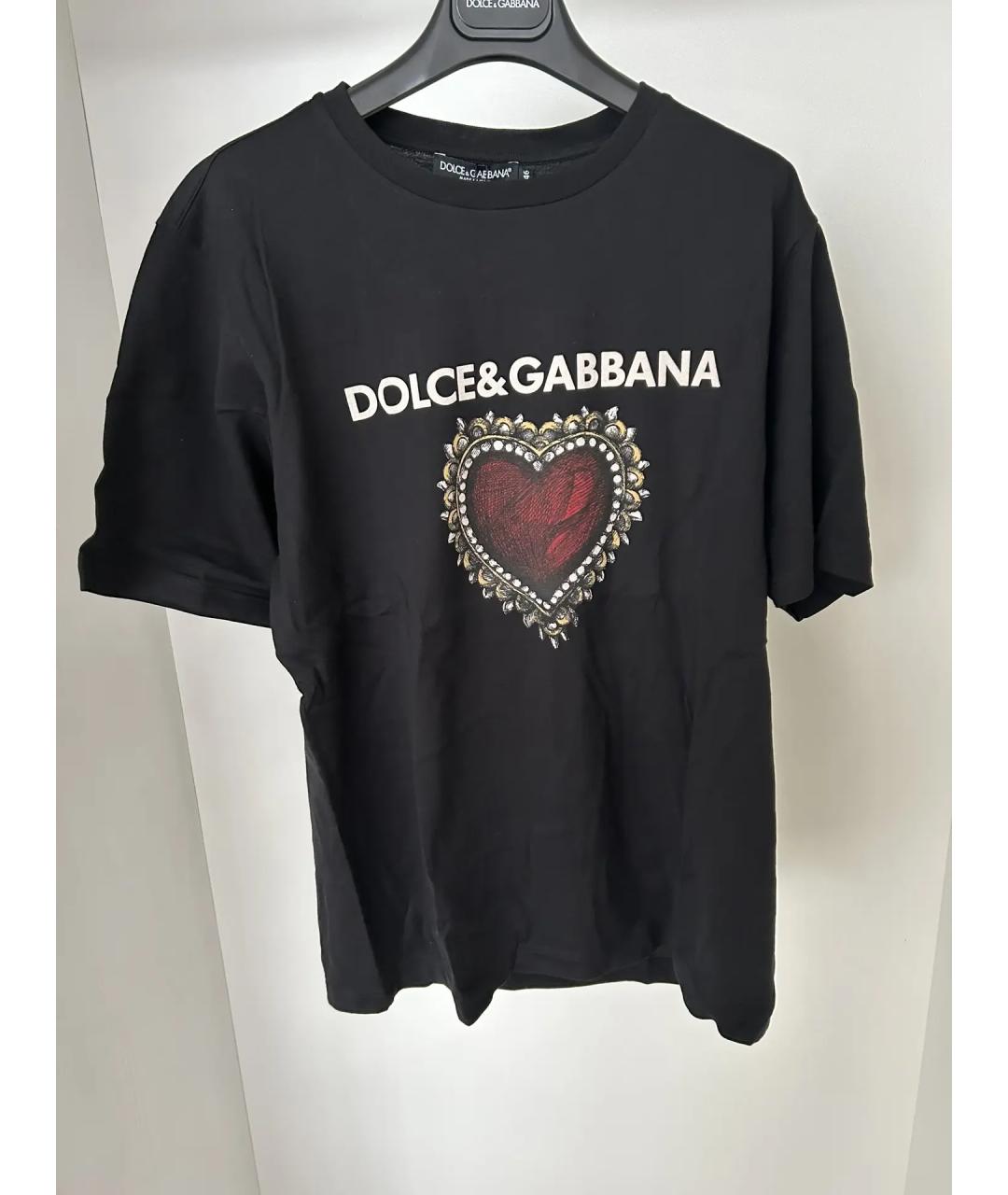 DOLCE&GABBANA Черная хлопковая футболка, фото 6