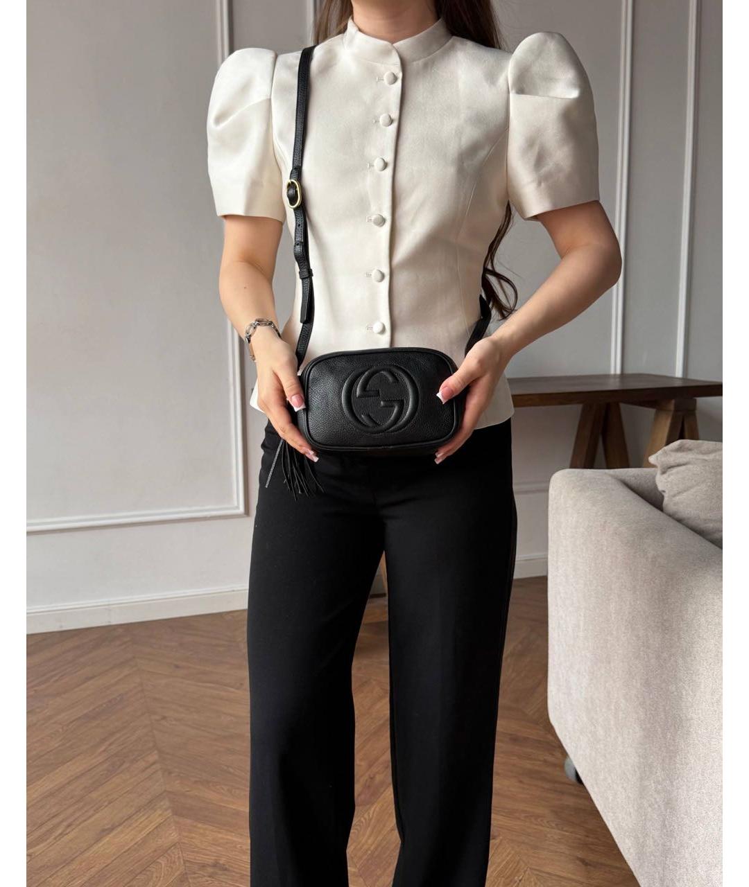 GUCCI Черная кожаная сумка с короткими ручками, фото 3