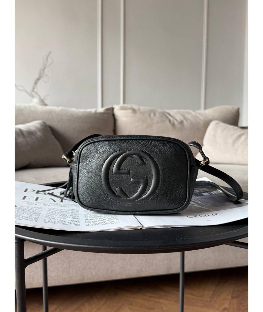 GUCCI Черная кожаная сумка с короткими ручками, фото 8