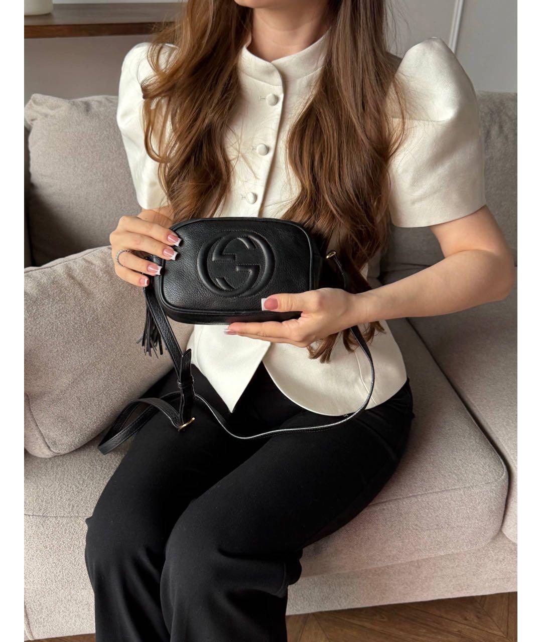 GUCCI Черная кожаная сумка с короткими ручками, фото 6