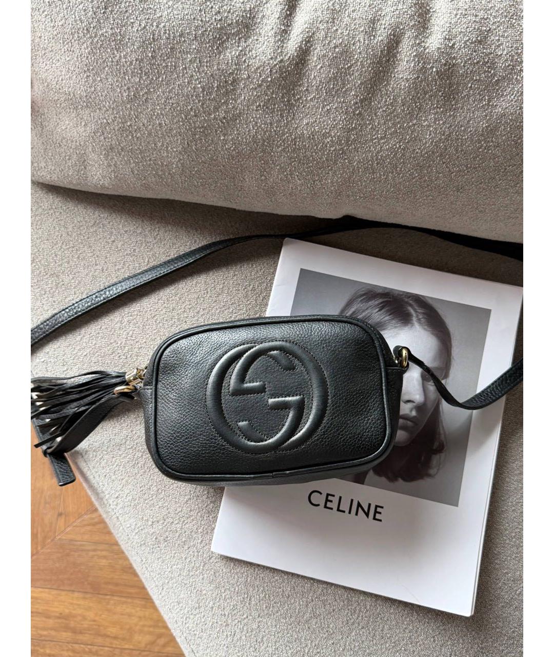 GUCCI Черная кожаная сумка с короткими ручками, фото 4