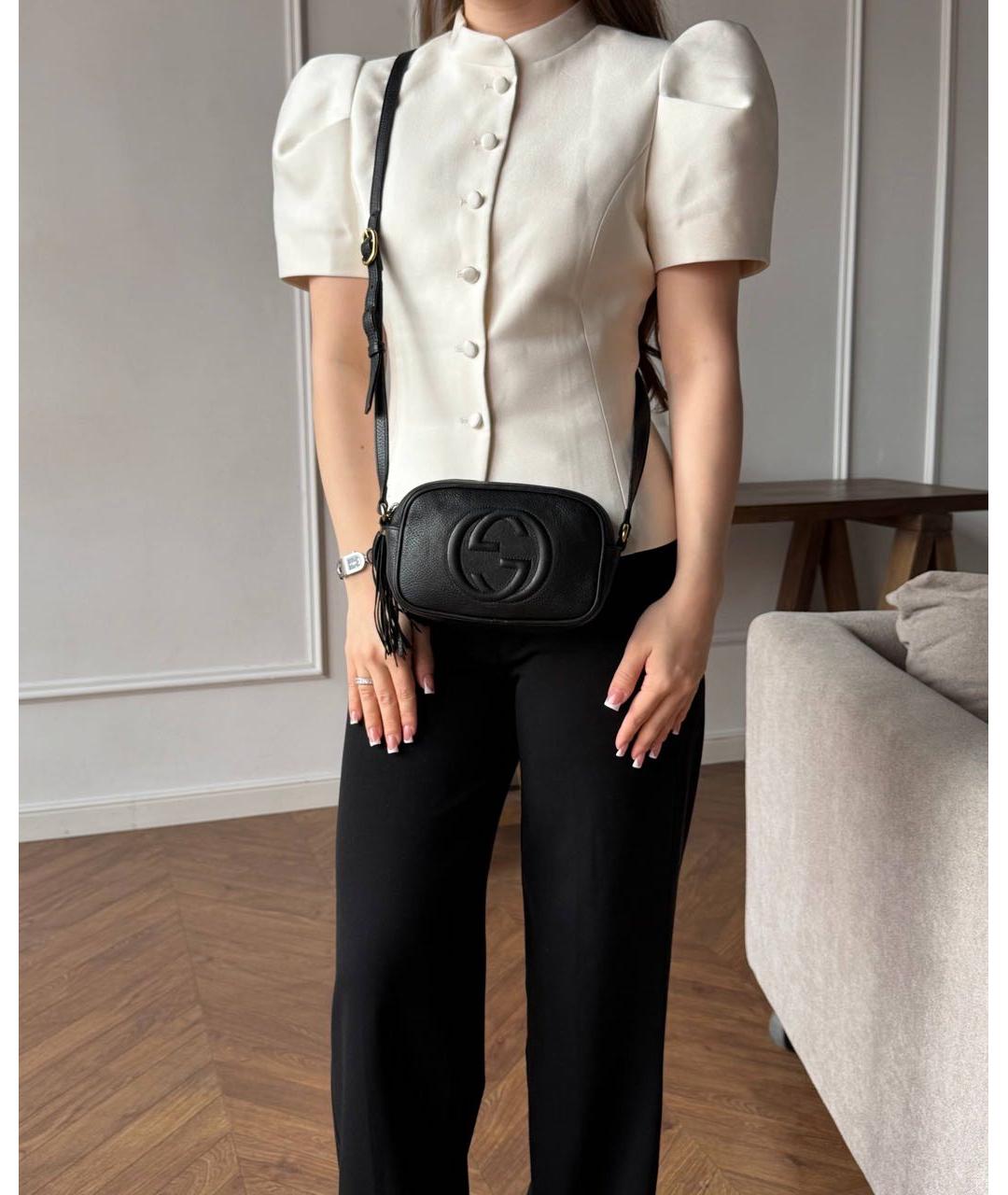 GUCCI Черная кожаная сумка с короткими ручками, фото 2