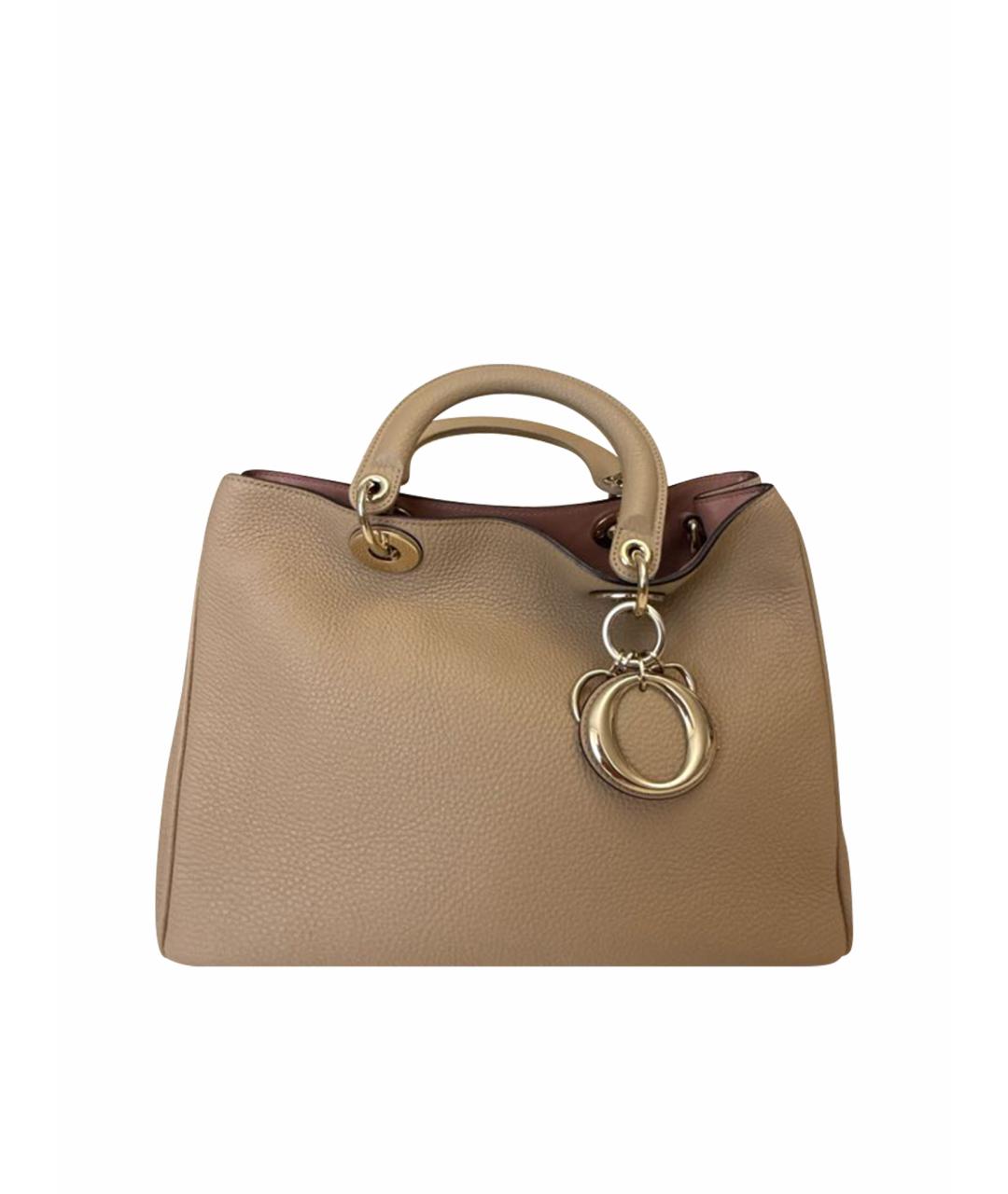 CHRISTIAN DIOR Бежевая кожаная сумка с короткими ручками, фото 1