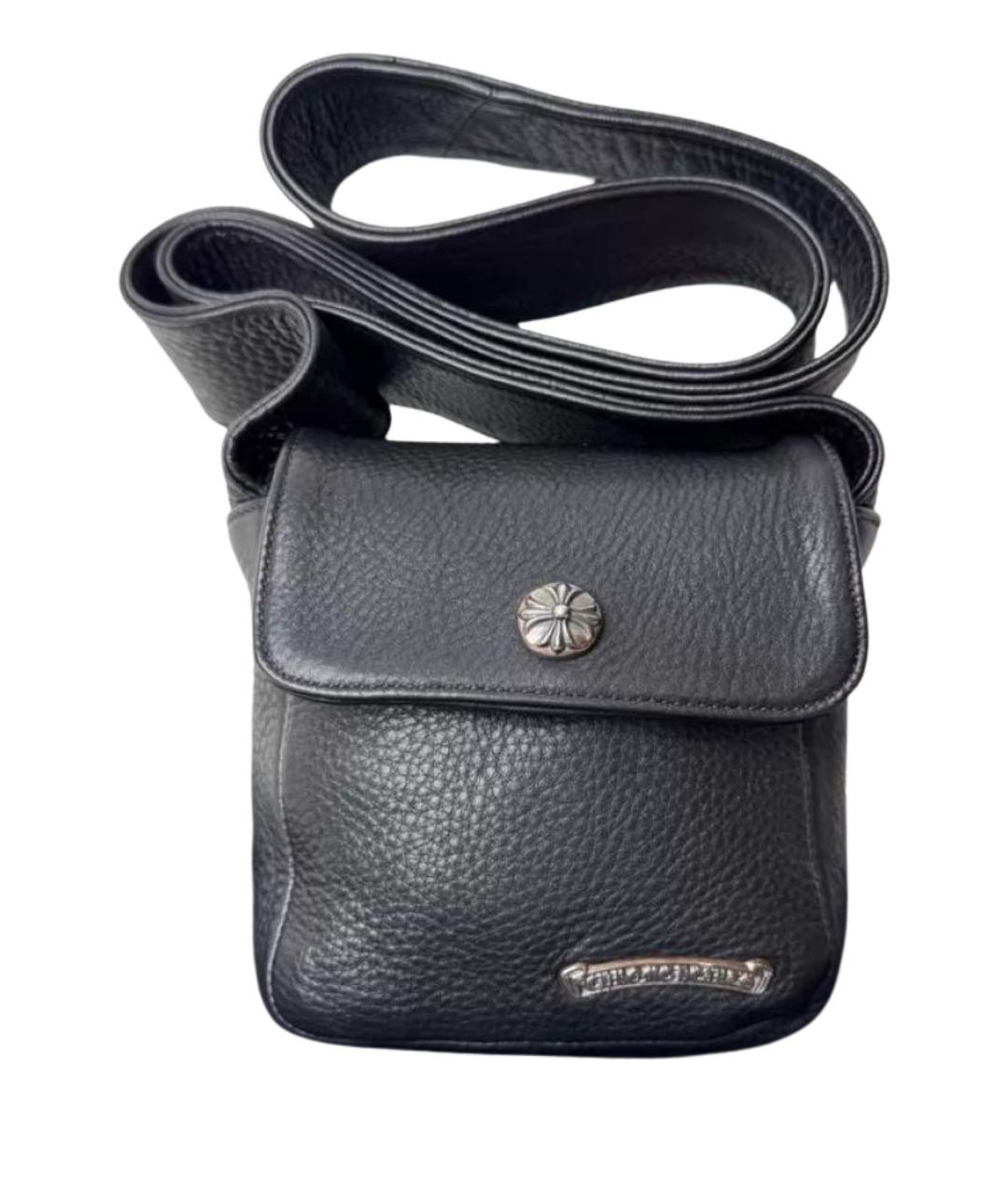 CHROME HEARTS Черная кожаная сумка через плечо, фото 1