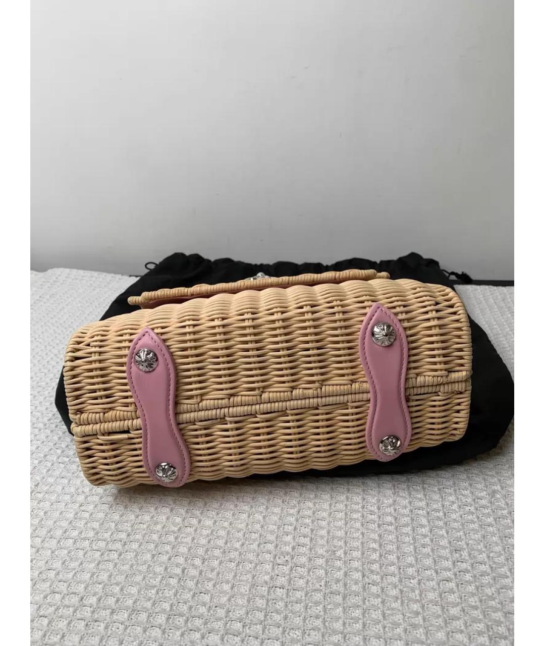 CHROME HEARTS Бежевая пелетеная сумка с короткими ручками, фото 3