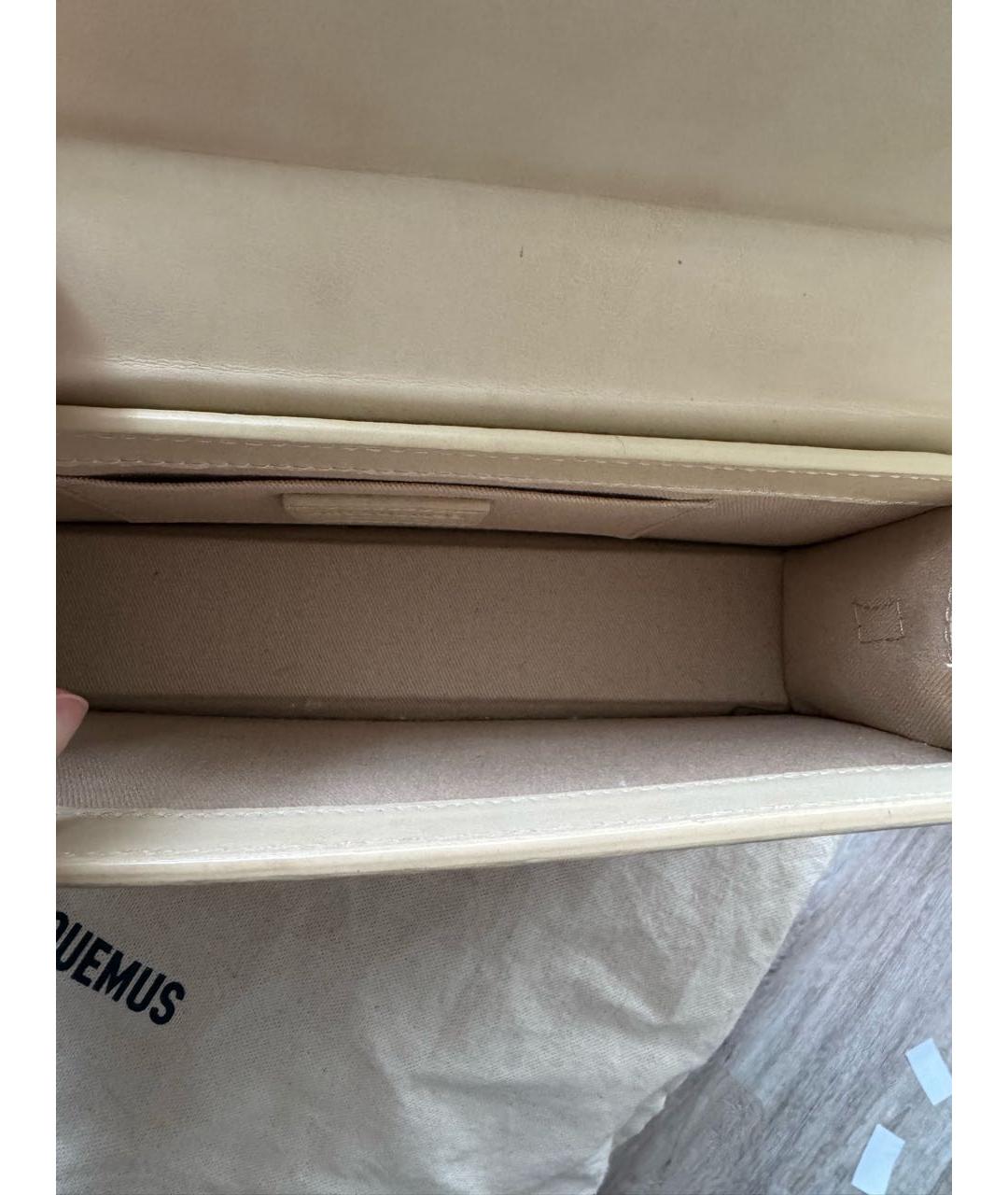 JACQUEMUS Бежевая кожаная сумка с короткими ручками, фото 4