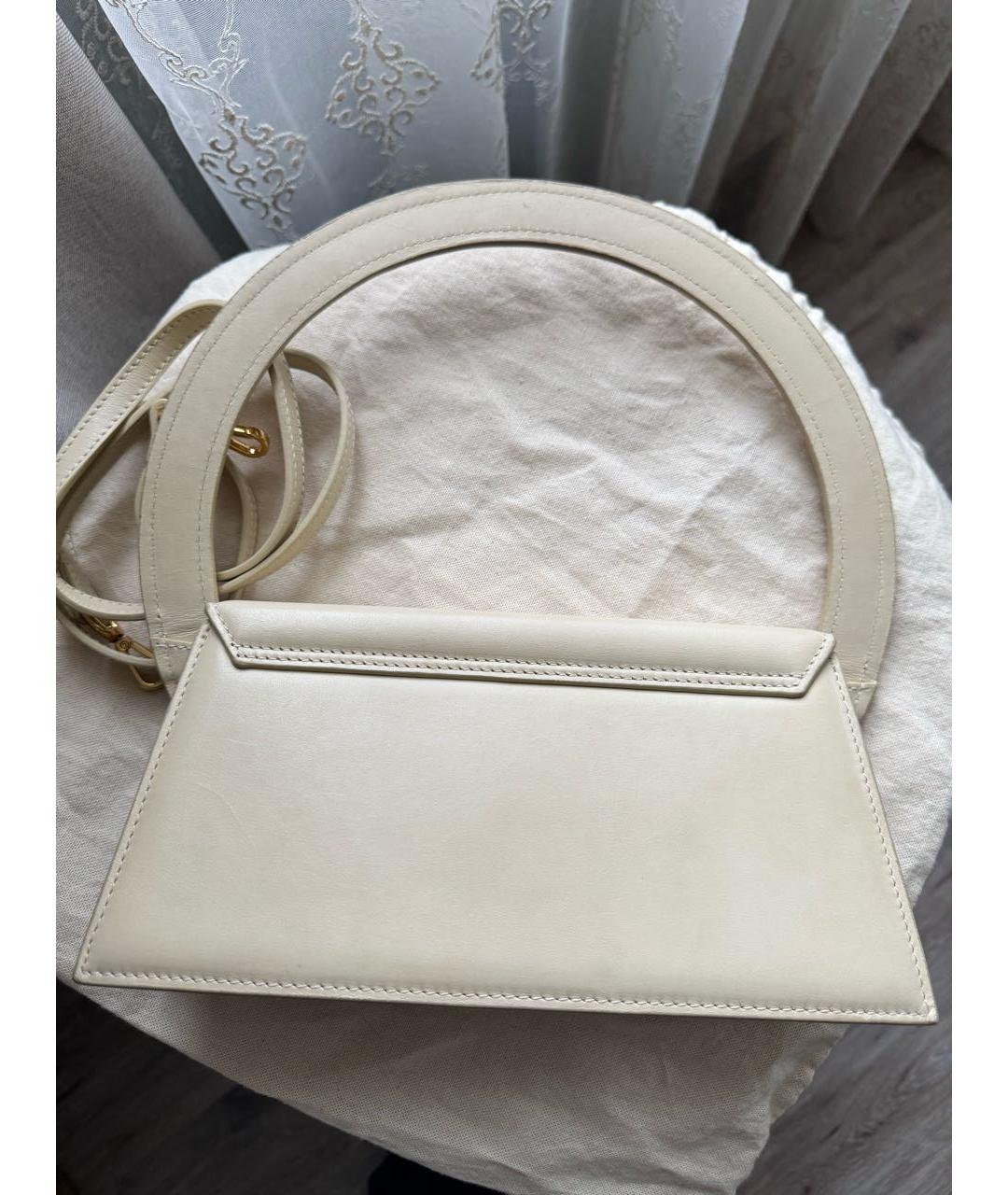 JACQUEMUS Бежевая кожаная сумка с короткими ручками, фото 2