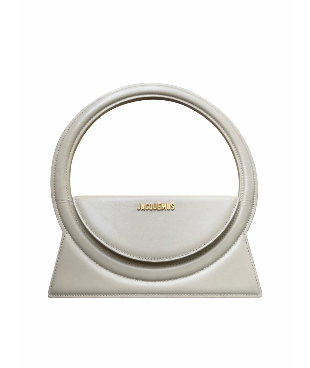 JACQUEMUS Бежевая кожаная сумка с короткими ручками, фото 1