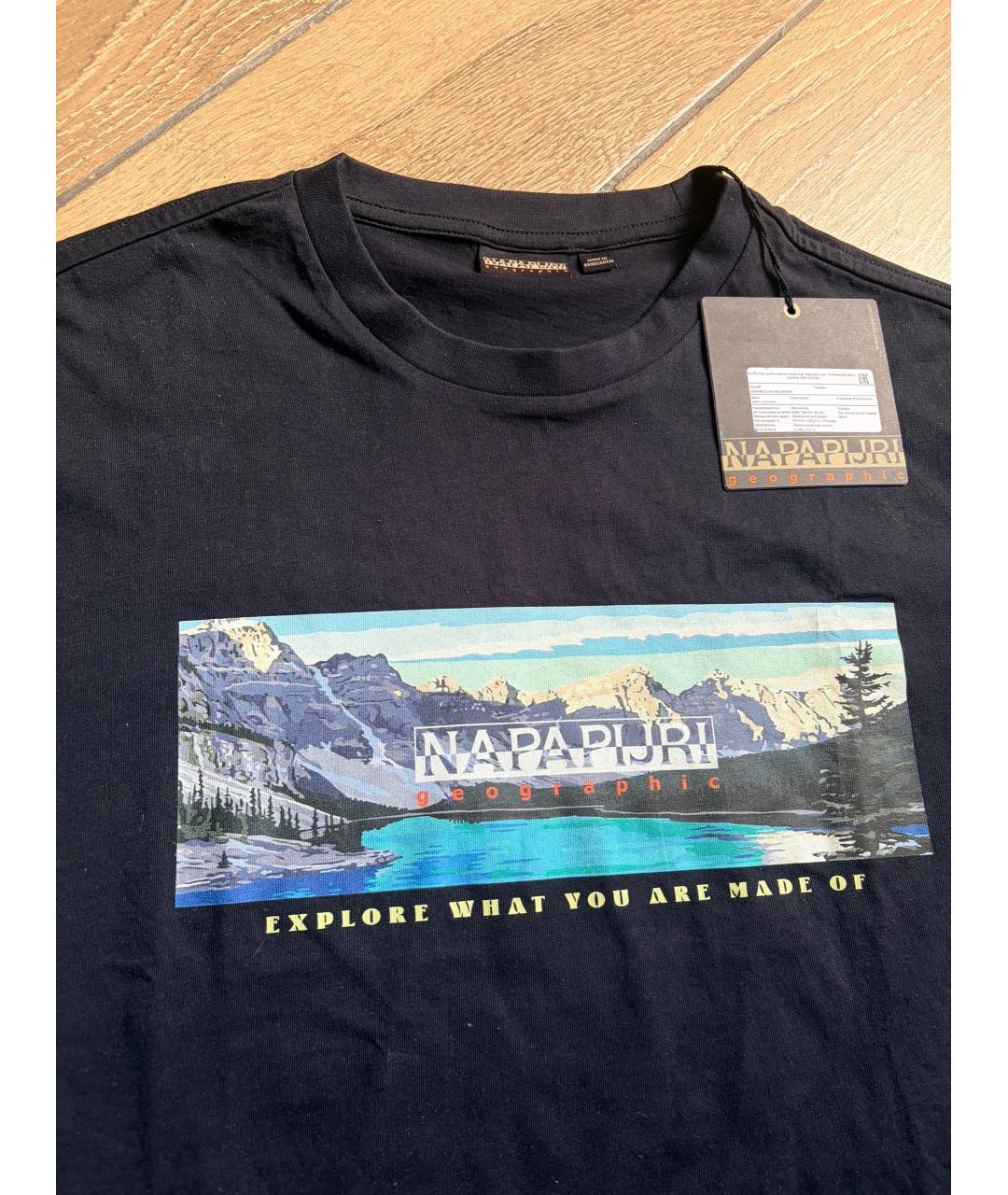 NAPAPIJRI Темно-синяя хлопковая футболка, фото 5