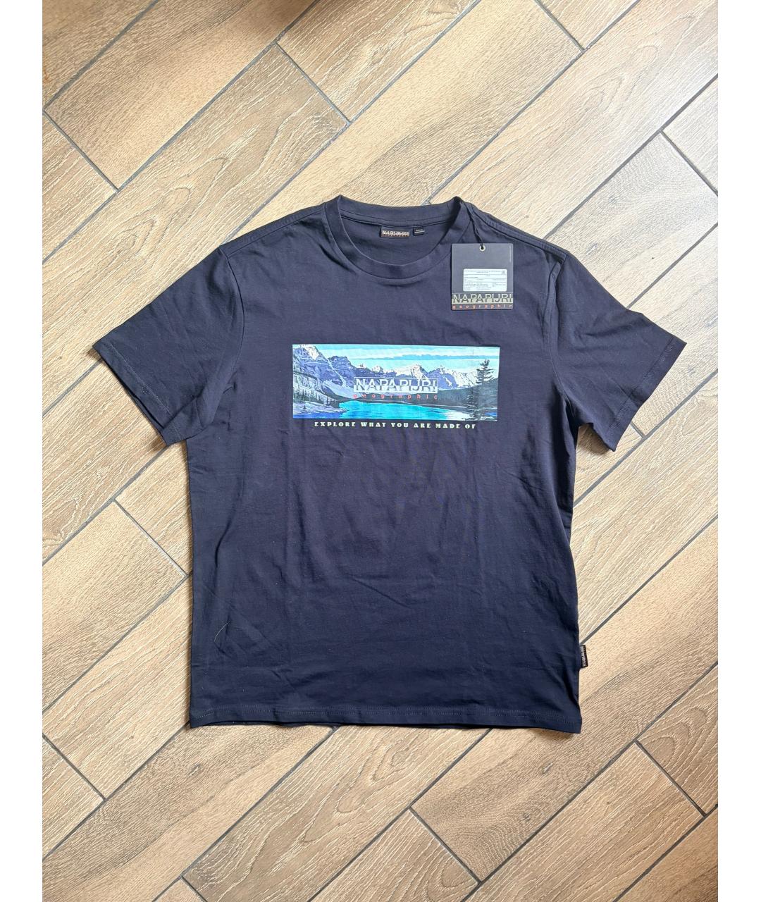 NAPAPIJRI Темно-синяя хлопковая футболка, фото 4