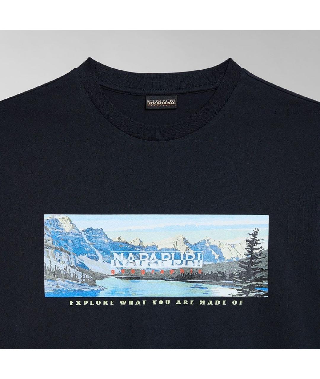 NAPAPIJRI Темно-синяя хлопковая футболка, фото 3