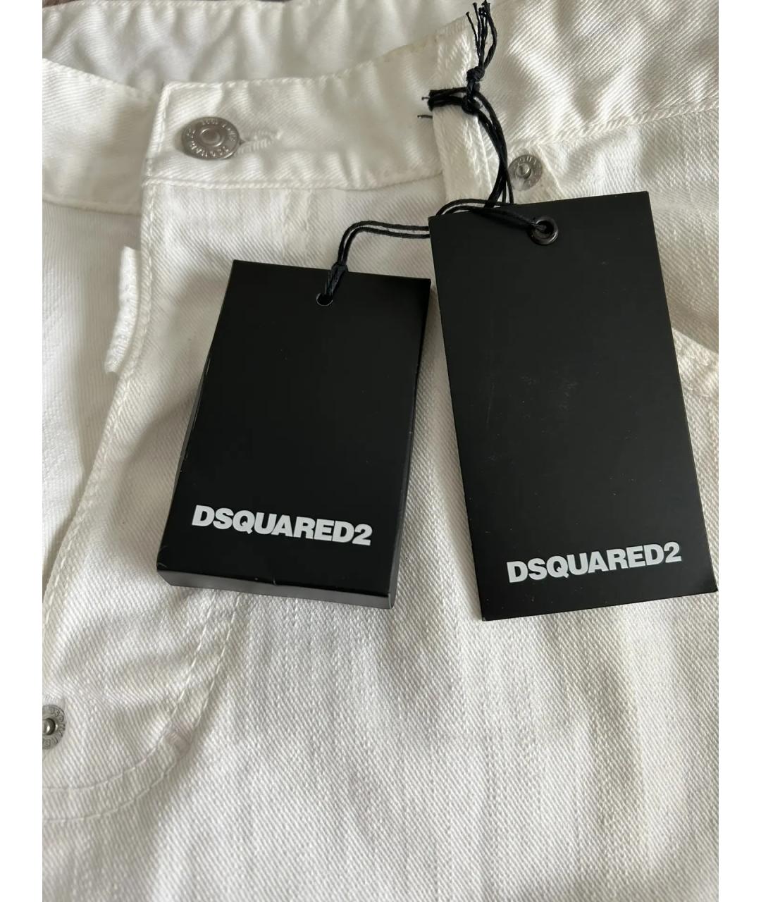 DSQUARED2 Белые хлопковые прямые джинсы, фото 4