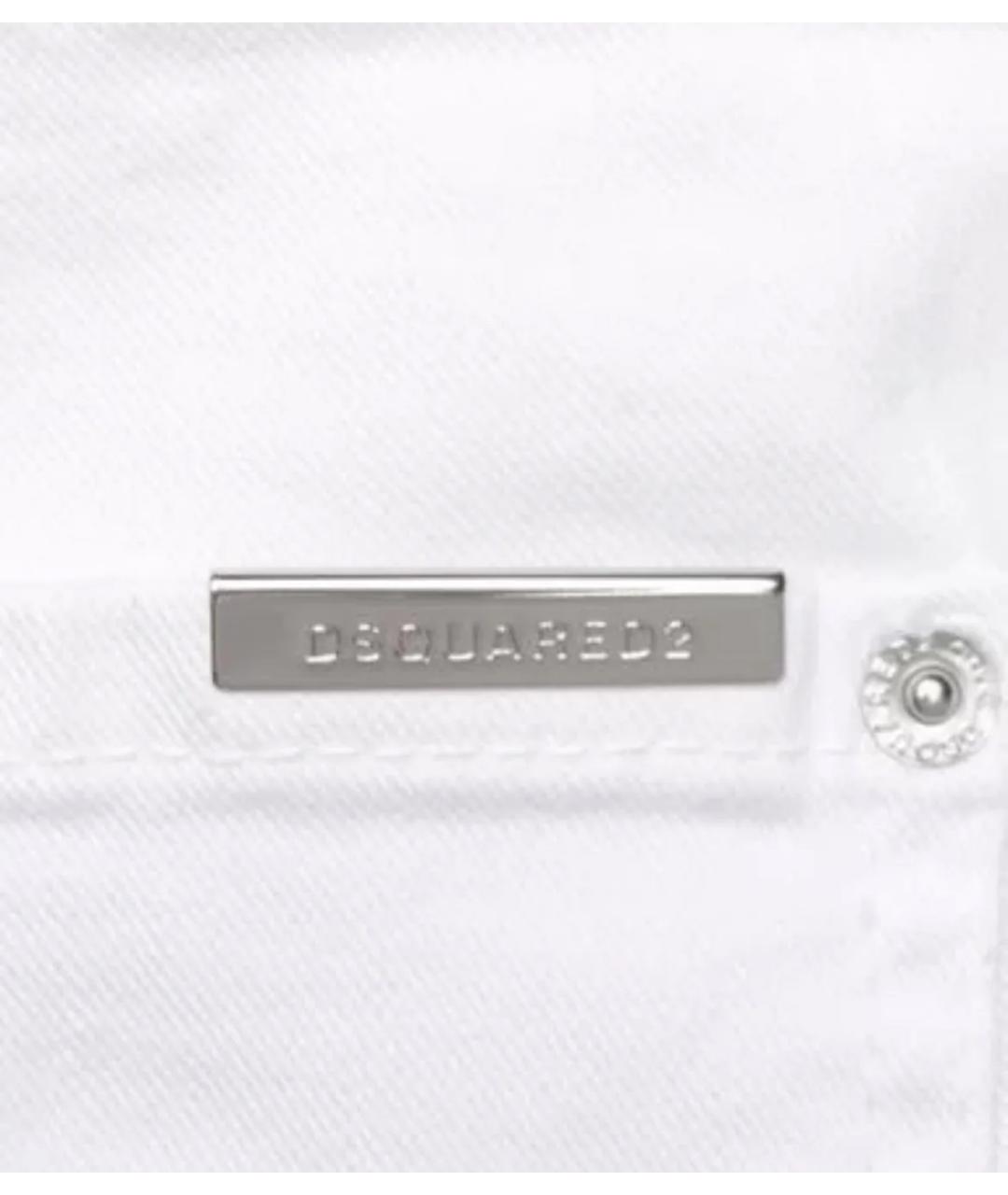 DSQUARED2 Белые хлопковые прямые джинсы, фото 5