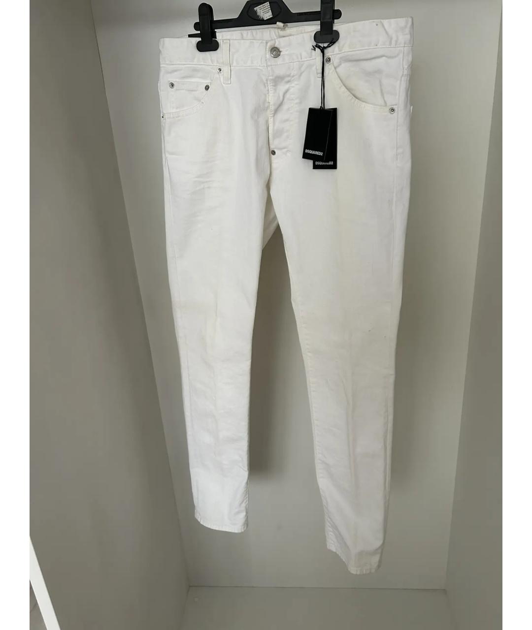 DSQUARED2 Белые хлопковые прямые джинсы, фото 9