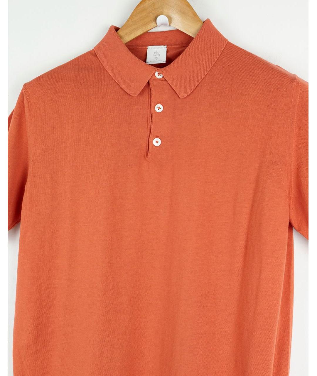 ELEVENTY Коралловое хлопковое поло с коротким рукавом, фото 4