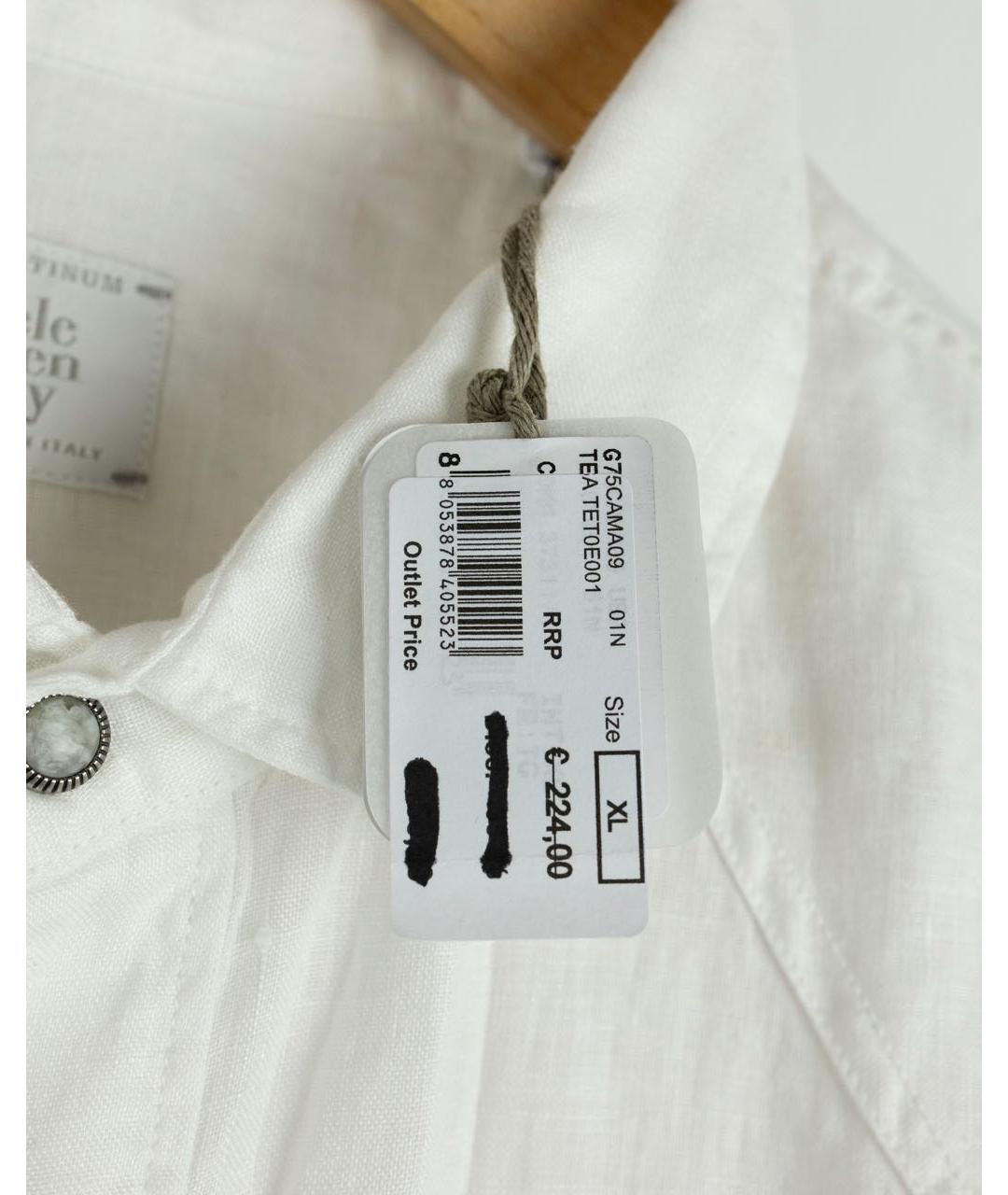 ELEVENTY Белая льняная кэжуал рубашка, фото 3