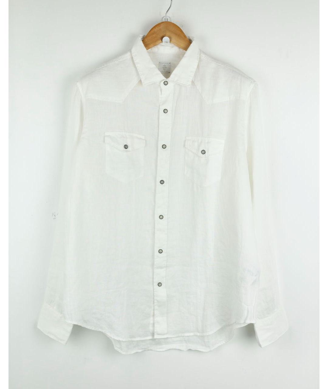 ELEVENTY Белая льняная кэжуал рубашка, фото 5
