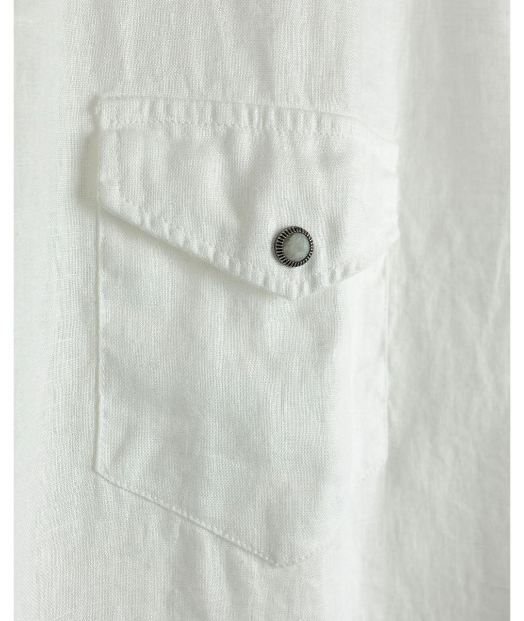 ELEVENTY Белая льняная кэжуал рубашка, фото 4