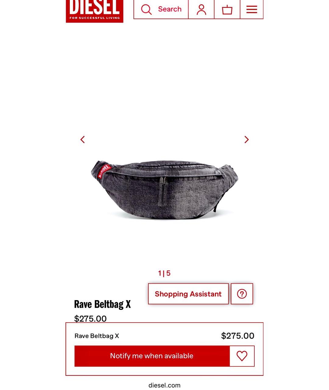 DIESEL Серая поясная сумка, фото 8