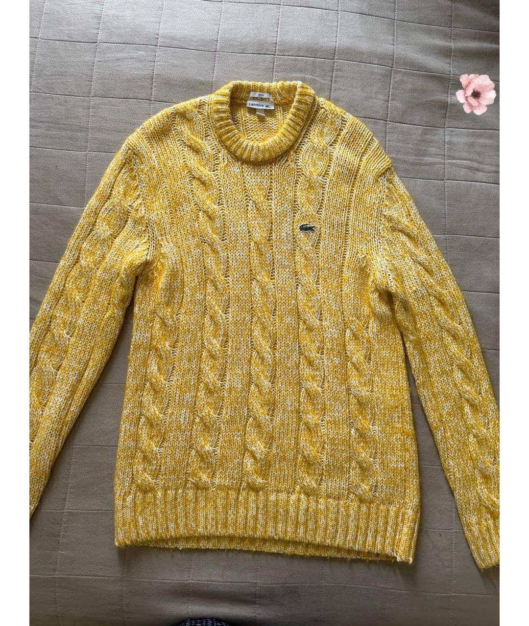 LACOSTE Желтый хлопковый джемпер / свитер, фото 6